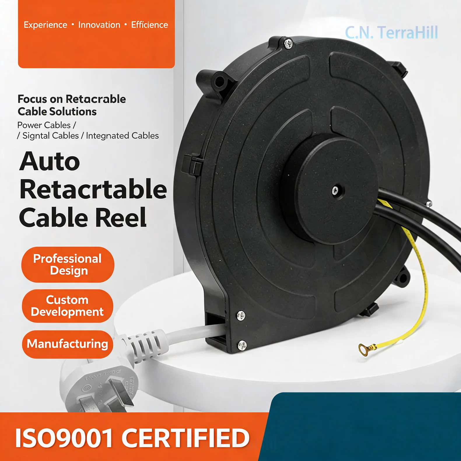 3-Core Cable Reel Retractable Extension Cord Reel for Electric Vehicle Charging and Testing Equipment