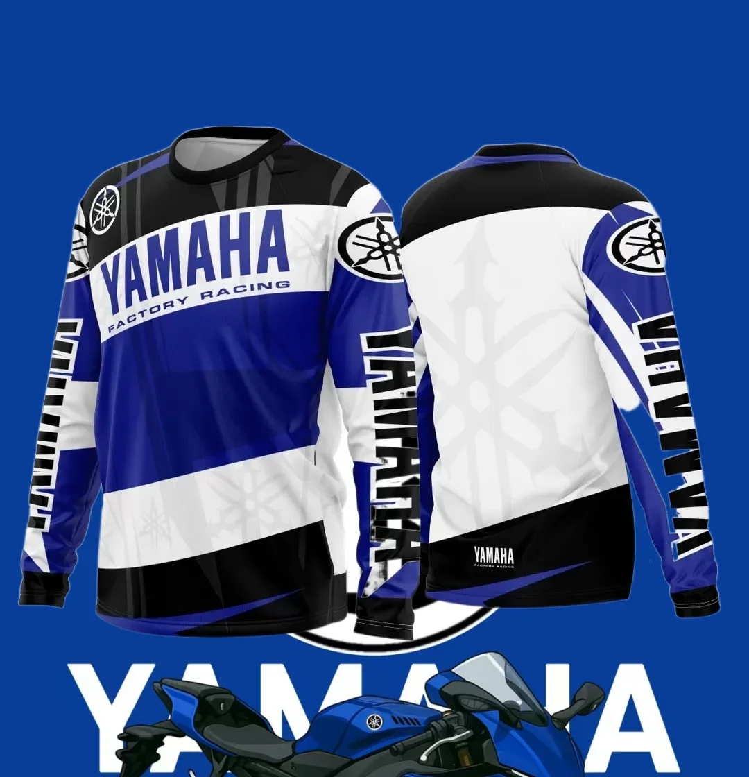 

25/26 Новая популярная футболка с длинными рукавами Yamaha, весенне-осенняя униформа для любителей мотоциклов, одинаковая футболка для взрослых и детей