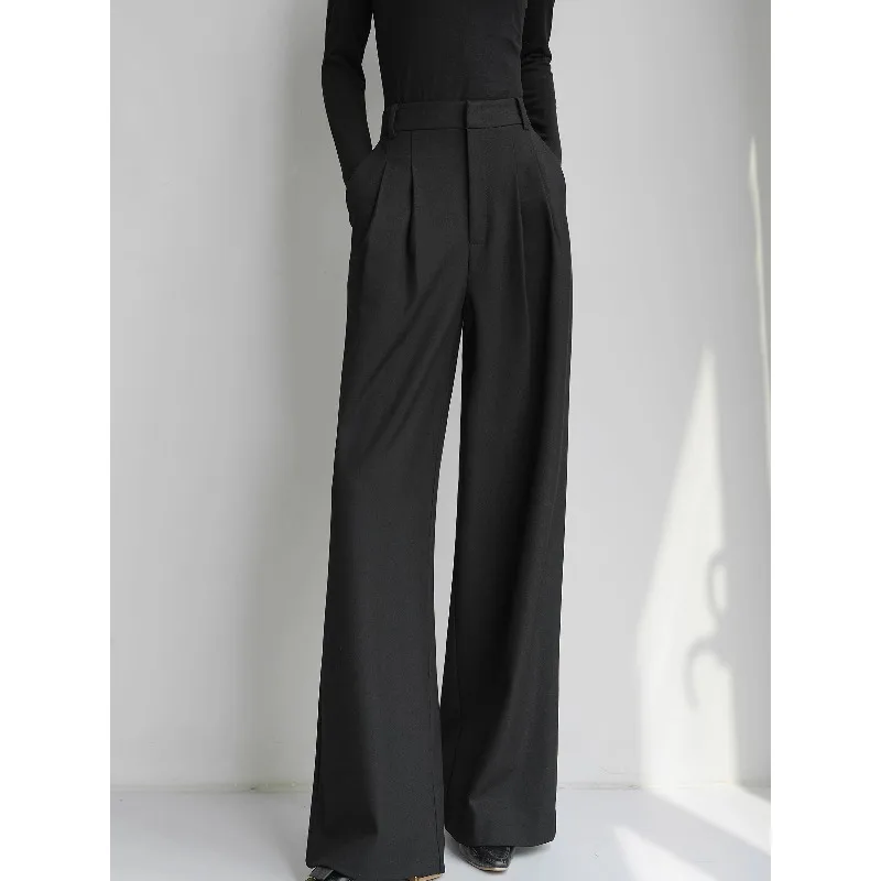 

Youth Four Seasons Black High Waist Long Casual Pendant Pants Outdoor High Quality Casual Versatile Wide Leg Pants