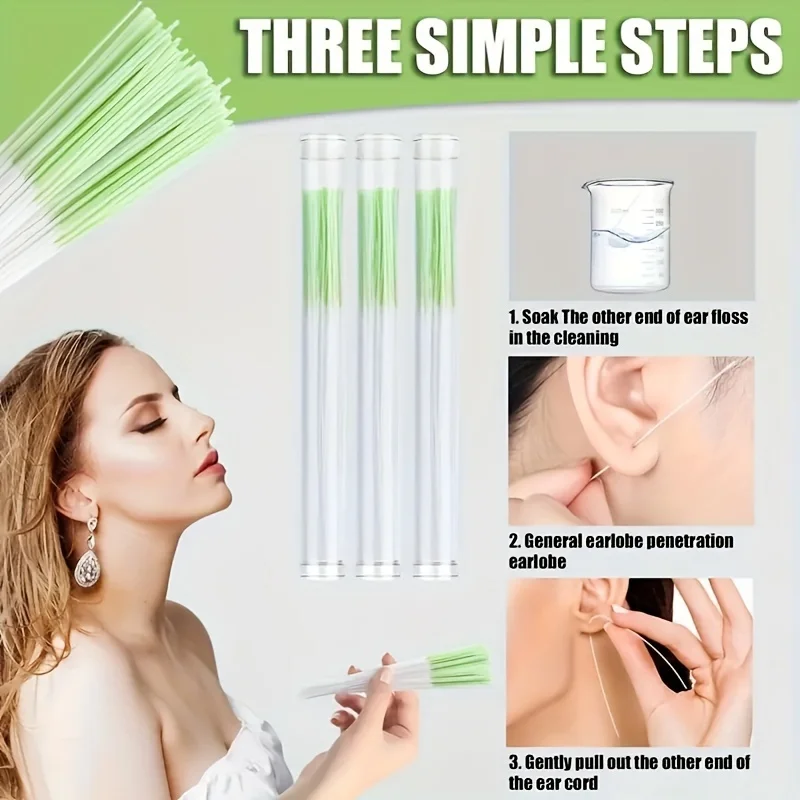 Ear Cleaning Line Set Ear Hole Care Tool Kit Portable Earring Hole Cleaner For Men Women Daily Care To Remove Dirt Eliminates Od