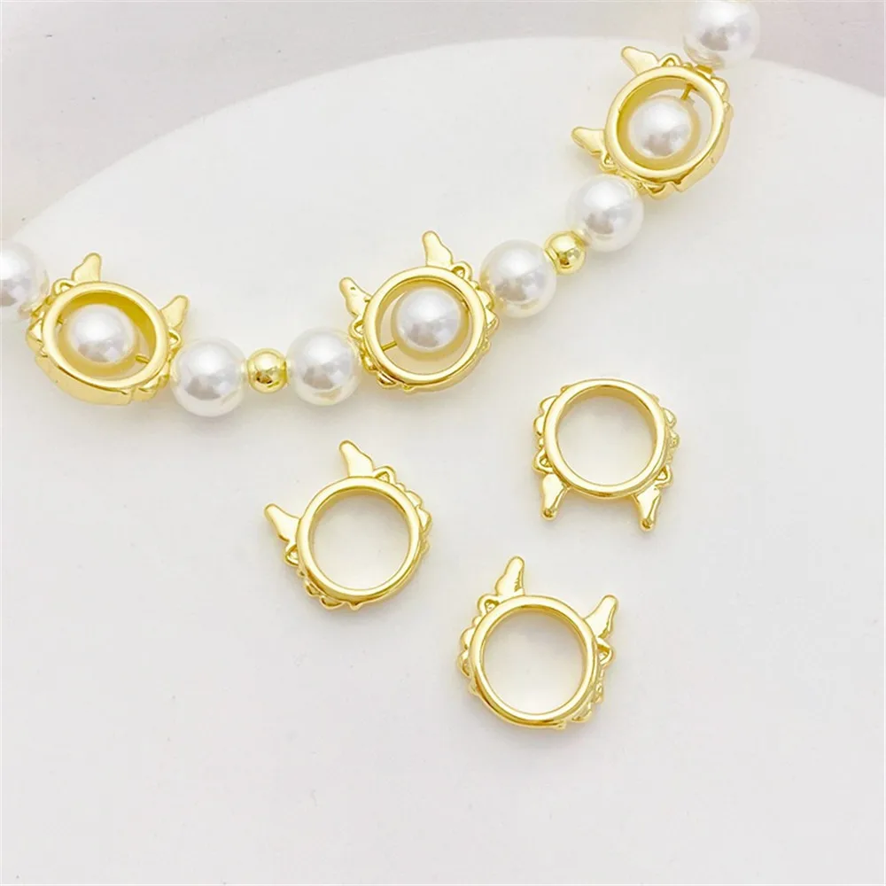 

14K Gold Dragon Set Bead Ring DIY Bracelet Necklace Bead Separation Head Jewelry Material Accessories Q047