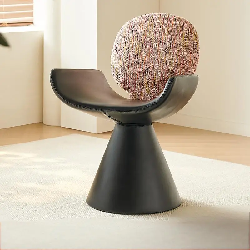ir-Italian Modern 360 Degree Rotating Casual PU Leather Dining Chair with Wood Legs for Apartment and Hotel Use-