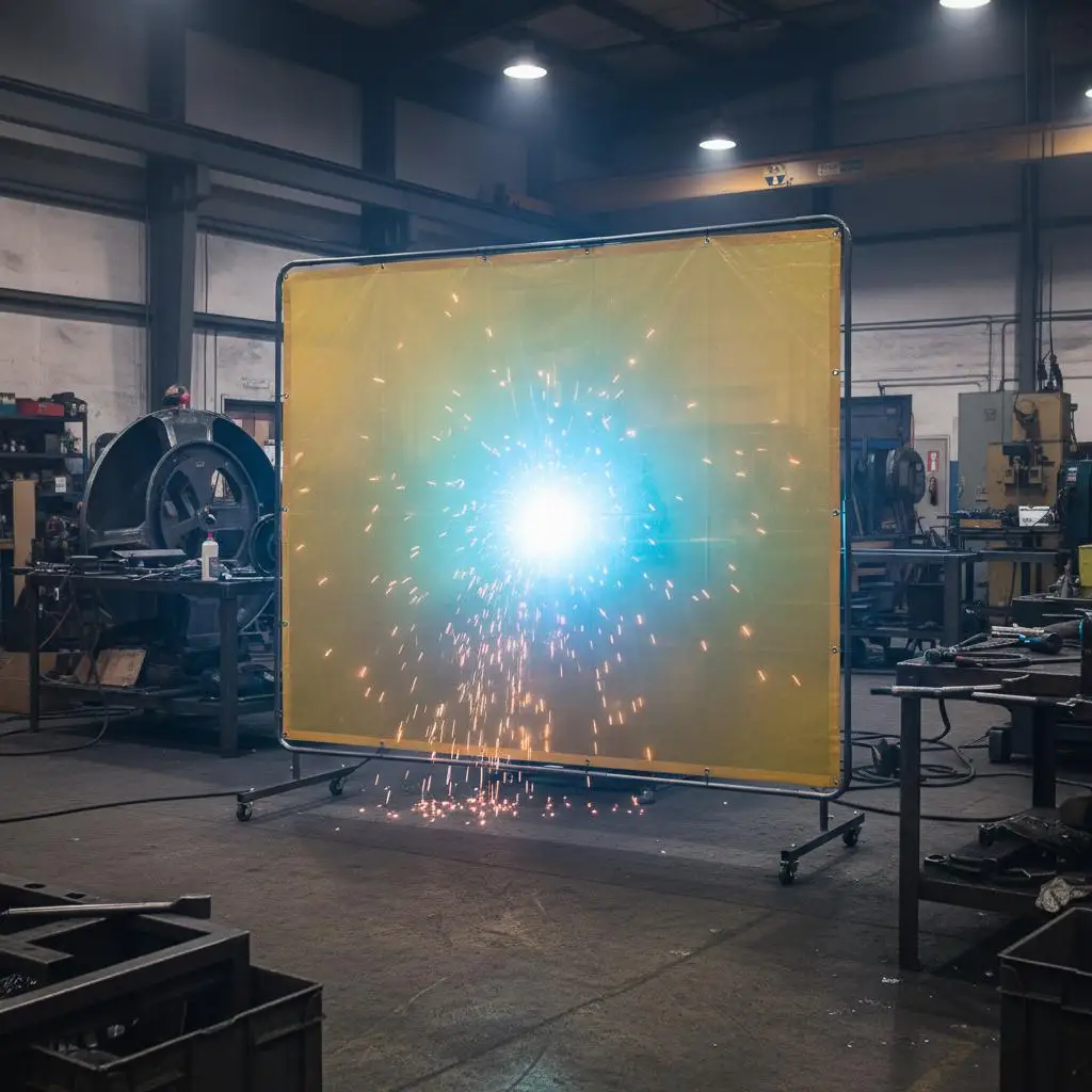 

Огнестойкий виниловый экран 6' x 8' для мастерских и промышленных объектов, профессиональная защита, передвижное основание, усиленная рама, 4 S