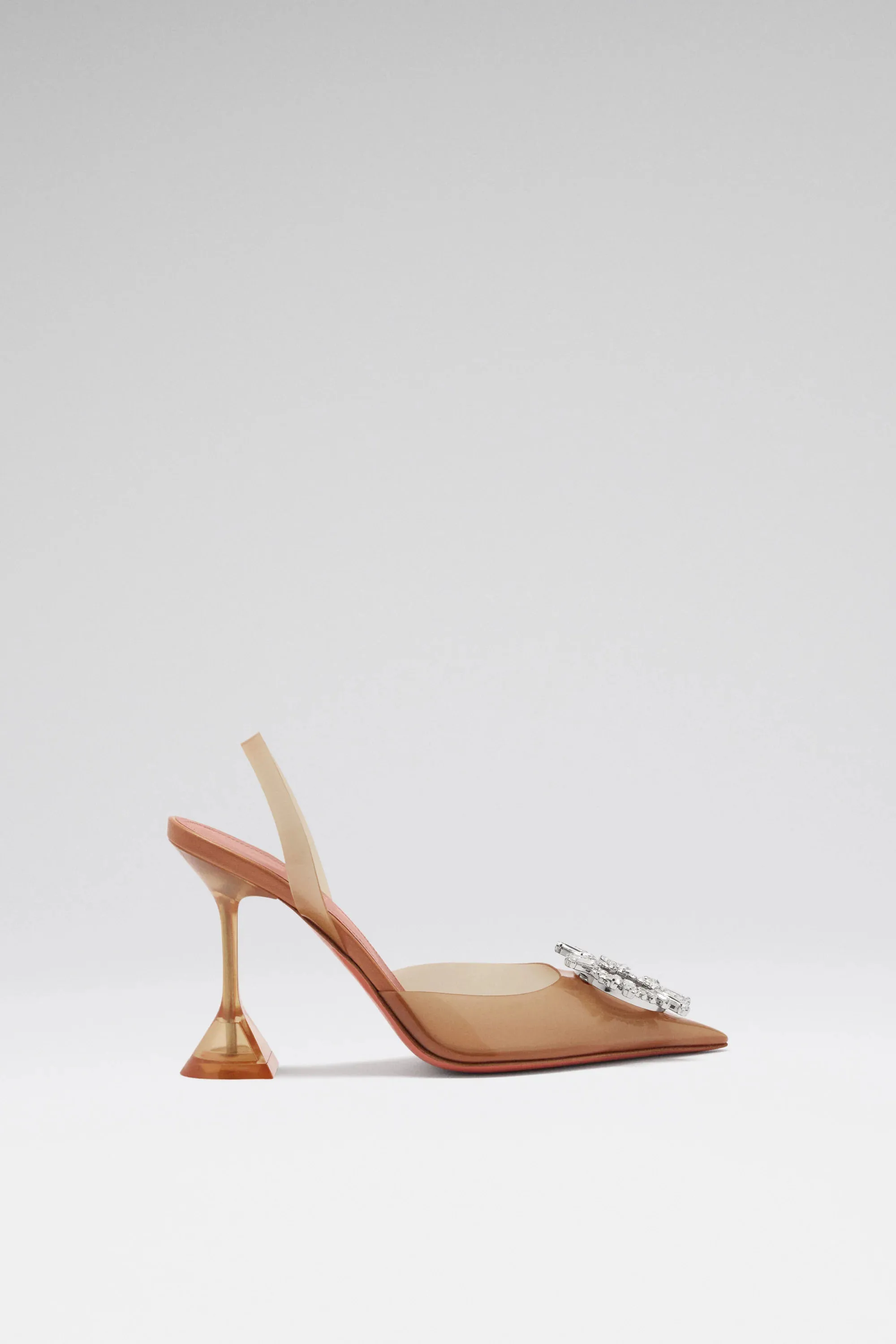 Women's Begum Glass Sling Latte Pvc Nude Pumps Heel