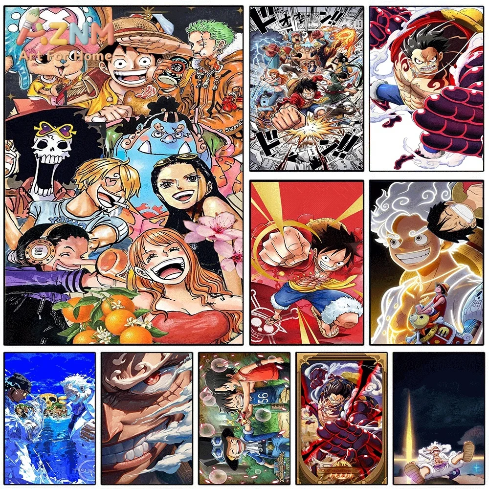 One Piece Anime Canvas Wall Art No Frame Straw Hat Crew Luffy Nami Zoro Manga Print Painting Bedroom Living Room Home Wall Dec