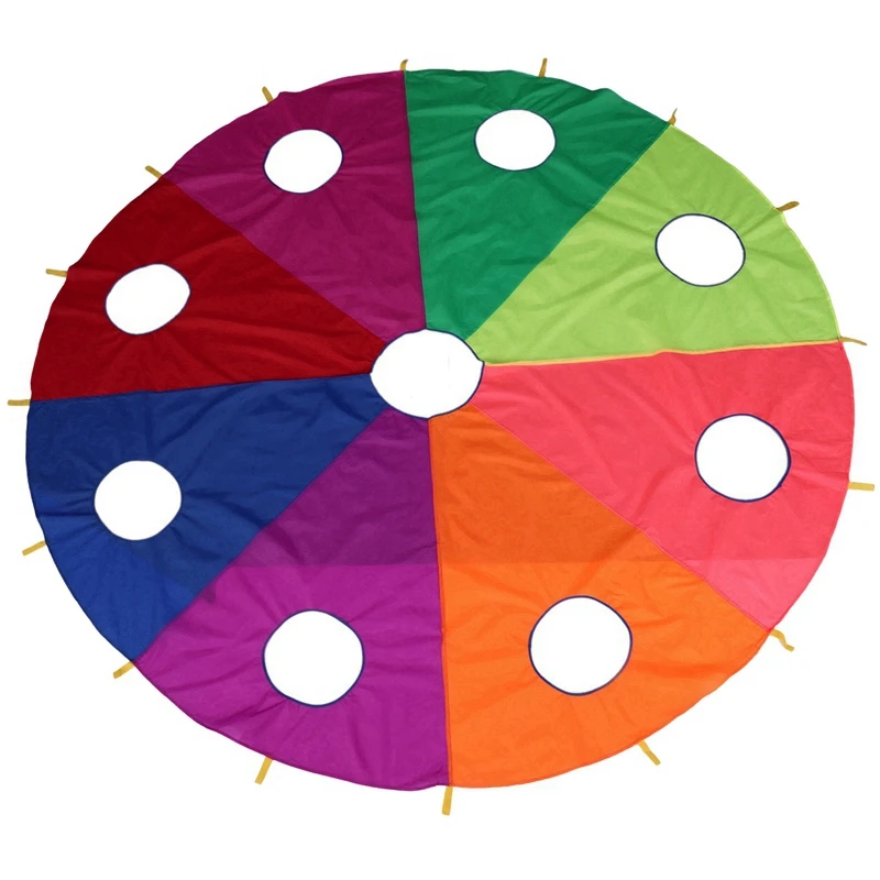 

3M9 Holes 8 Colors Rainbow Umbrella Children's Sports With Holes Rainbow Umbrella Activities Outdoor Training