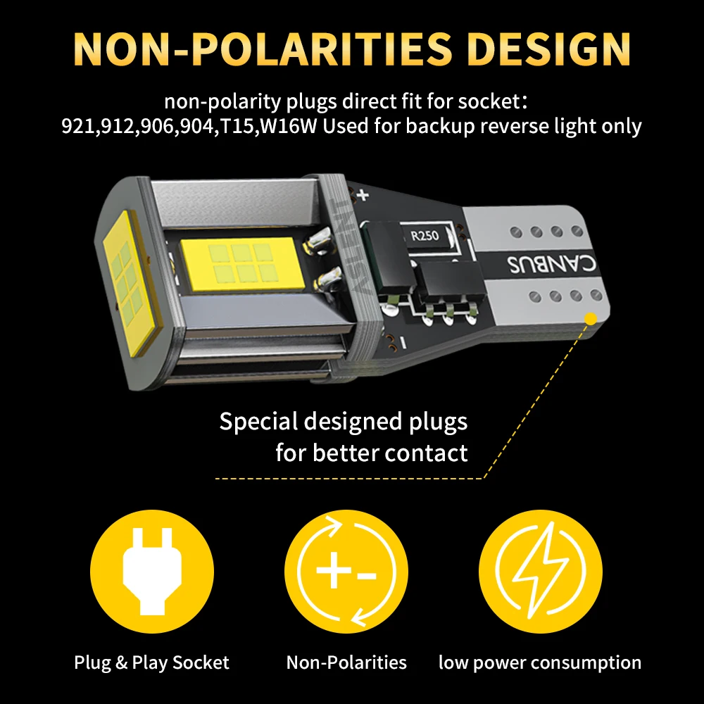 2 sztuki T15 W16W LED Canbus bez błędów CSP 3570 3SMD dodatkowe światło cofania 921 912 żarówka cofania samochodu lampa ksenonowa 6000K biała