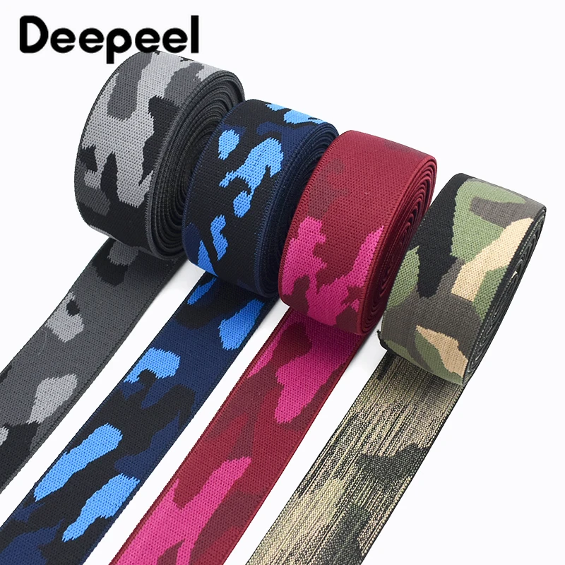 2/5M Deepeel 38mm Camouflage Polyester Elastic Band Trousers Clothes Stretch Rubber Belt Waist Ribbon Tape Webbing Accessories