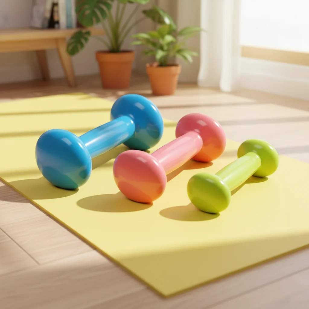 

Qimeng High Quality 1kg Colorful Coated Cast Iron Vinyl Dumbbell with Comfortable Handle for Arms & Body Durable Home Use