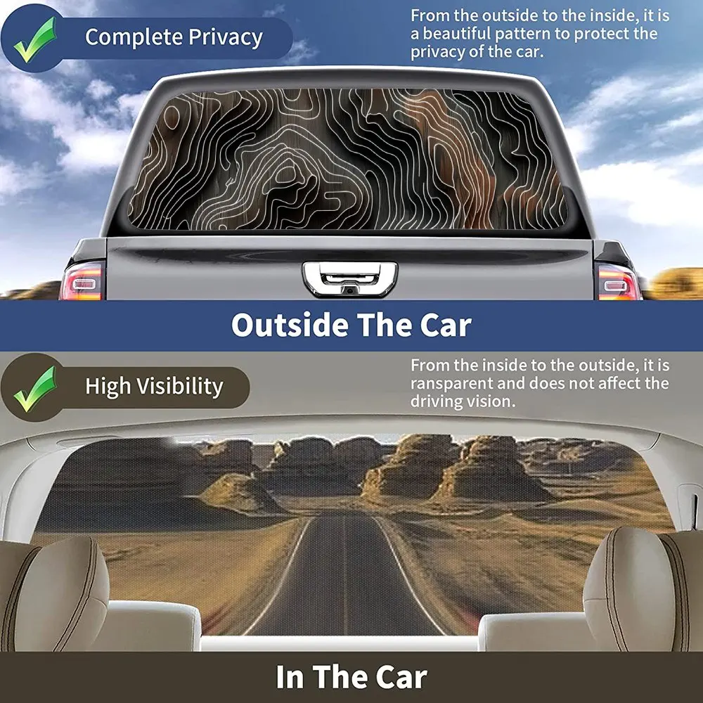 Picture 5: Customizable Topographic Line Car Rear Windshield Sticker Truck Window See Through Perforated Back Window Vinyl Decal Decor Gift