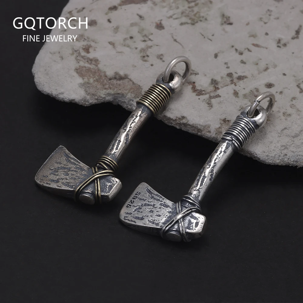 

925 Sterling Silver Nordic Viking Axe Pendant Necklace Antiqued Retro Punk Celtic Trendy Male Boy Amulet Jewelry Gifts