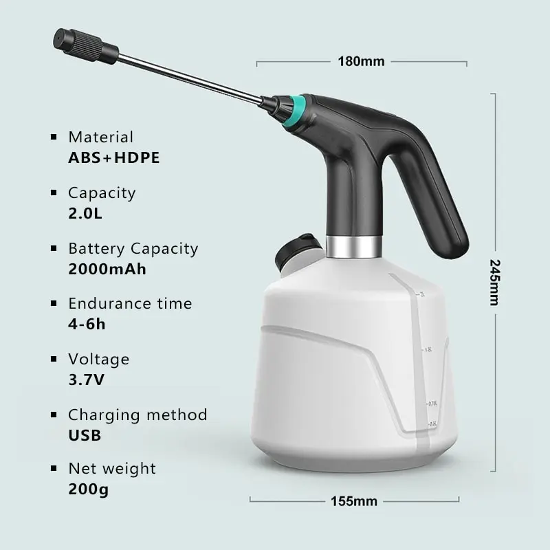 2L Electric Plant Spray Garrafa Rega Automática Fogger USB Elétrica Sanitizing Pulverizador Máquina Rega Plantas Garden Tool