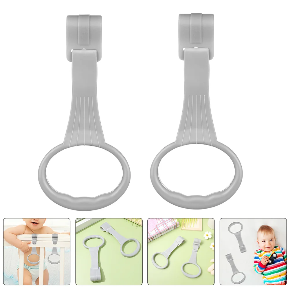 

4 Pcs Baby Playpen Pull up Rings Bed Stand Children's Toy Strap The Fence Grey Pp Accessories Attachments
