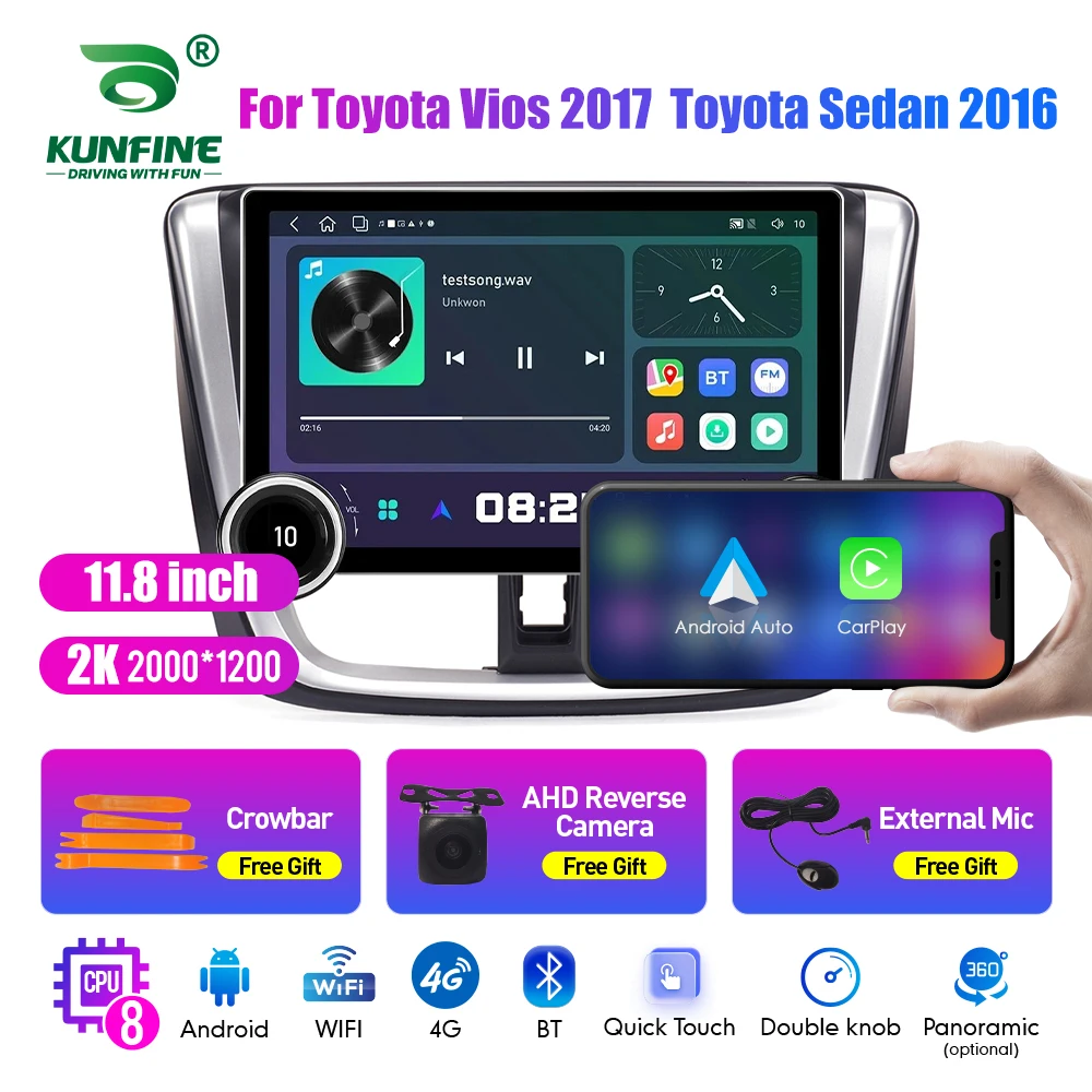 

11.8 Inch 2K Double Knobs 2 Din Car Radio For Vios 2017 / Sedan 2016 Car Radio DVD Multimedia Video Player Android Auto Carplay