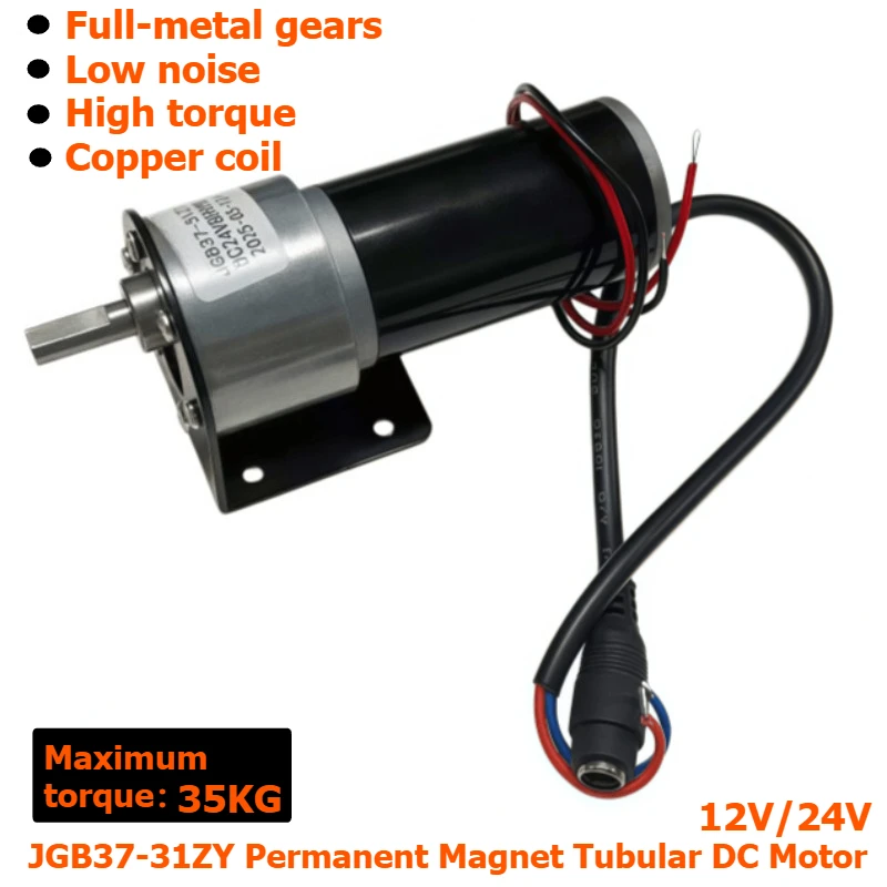 JGB37-3157 Miniature DC Speed Reduction Motor 12V 24V with Speed Controller, Bracket, Power Cord, Adjustable Power Supply