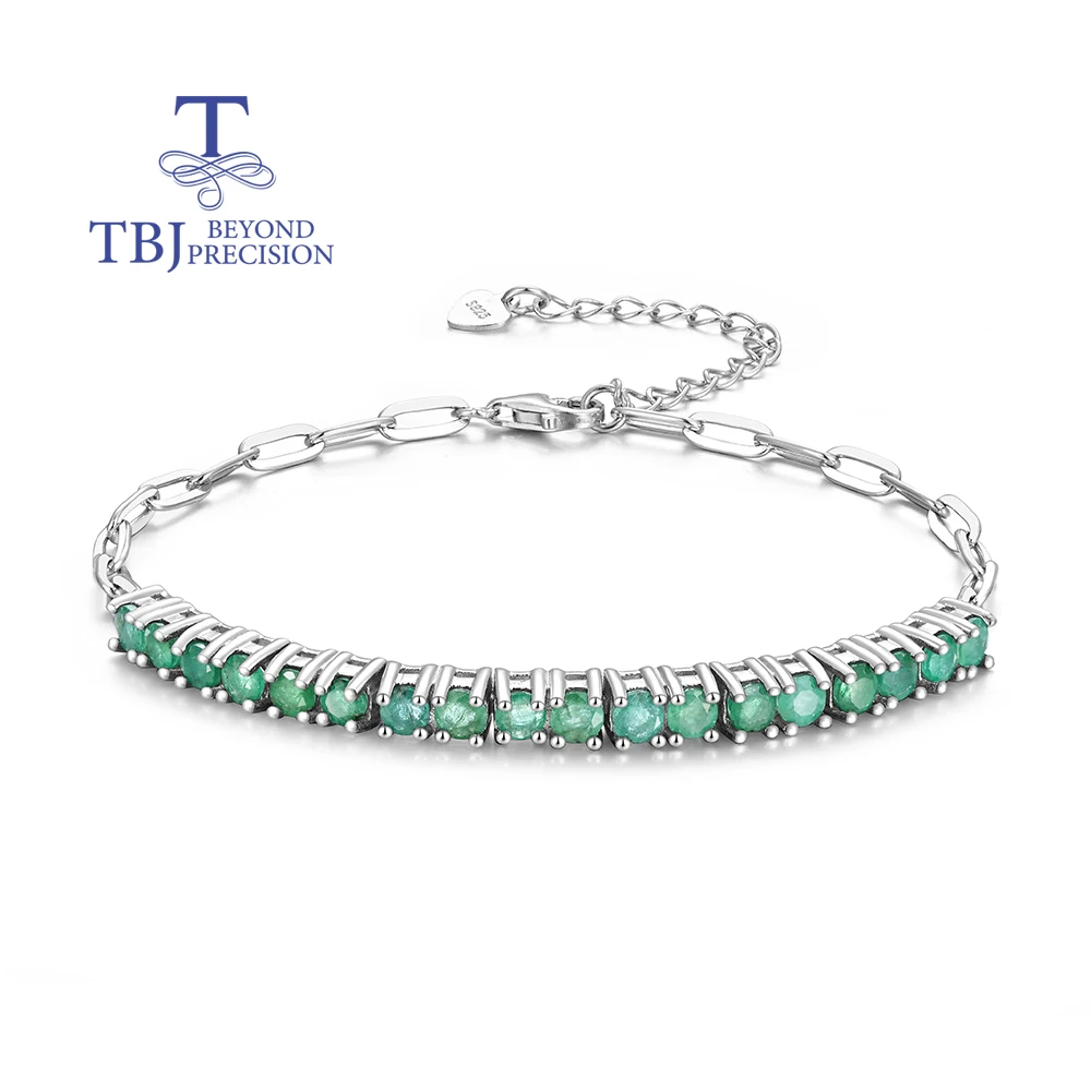 

Elegant and exquisite natural green Emerald bracelet real gemstones 925 sterling silver fine jewelry wedding banquet gift