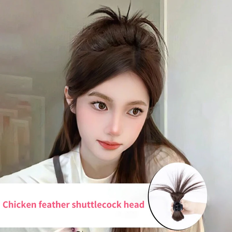 Pinza para el pelo de media corbata, peluca con cabeza de volante de plumas, Clip para atrapar, cabeza de albóndiga perezosa, accesorios para el cabello de cola de caballo alta para mujer