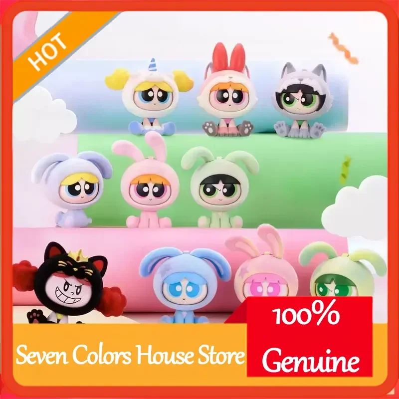 

Брелок-подвеска Kayou The Powerpuff Girls Spin Fun Team Series Flocked Blind Box: милая кавайная фигурка для фанатов мультфильмов и манги, подарок