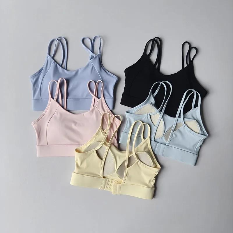 Women Adjustable Yoga Bra Breathable Sports Bra Anti-Sweat Fitness Top Shockproof Crop Top Push Up Sport Bra Gym Workout Top