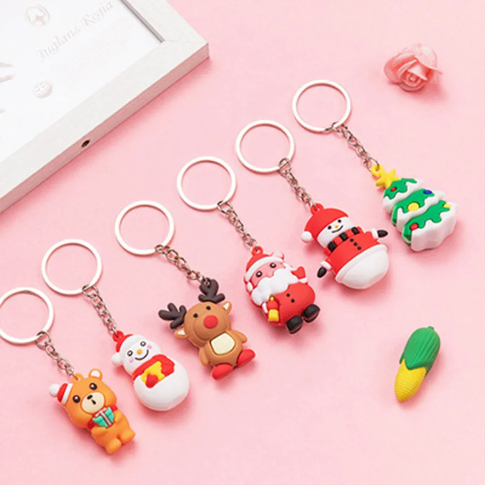 Christmas Tree Keychain Decoration with Santa Claus Elk Snowman for Wreaths Walls Mantles and Holiday Displays