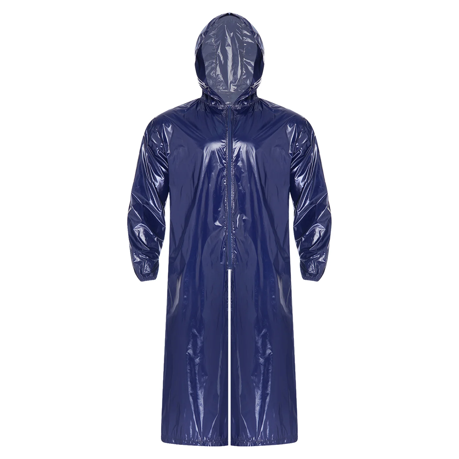 Veste longue imperméable à capuche pour homme, manches longues, fermeture éclair sur le devant, impe