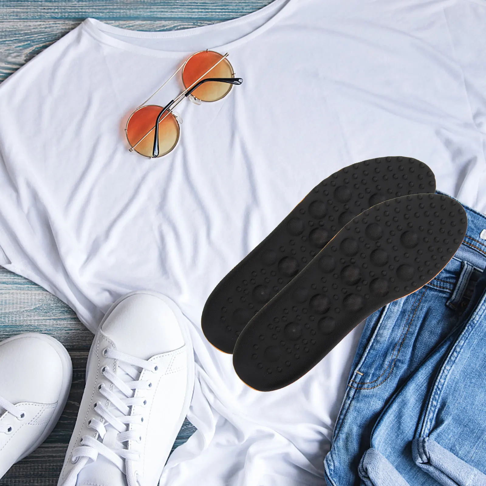 1 زوج مدلك نعال الحذاء قوس دعم مرونة عالية خفيفة الوزن تنفس قابل للغسل عدم الانزلاق نعل للمشي الرياضي #6