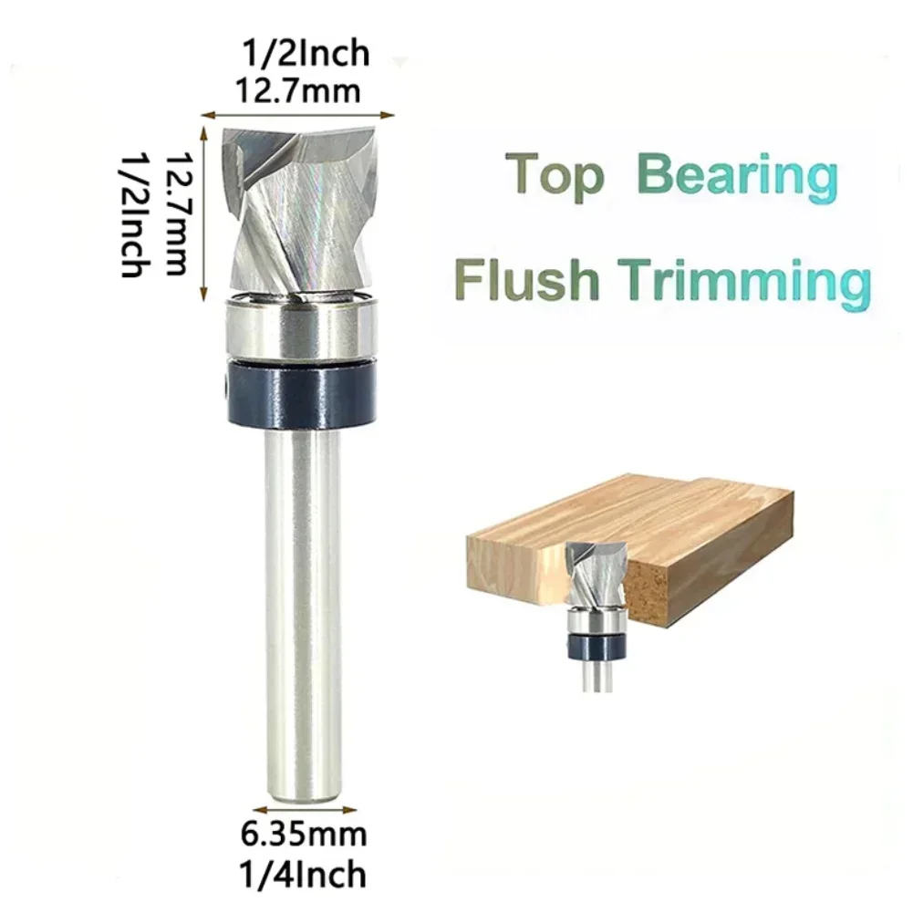 

1pc 12.7mm Shank Router Bit Milling Cutter Spiral Flush Trim Plunge Template With Bearing For Wood Trimming Cutting Tool
