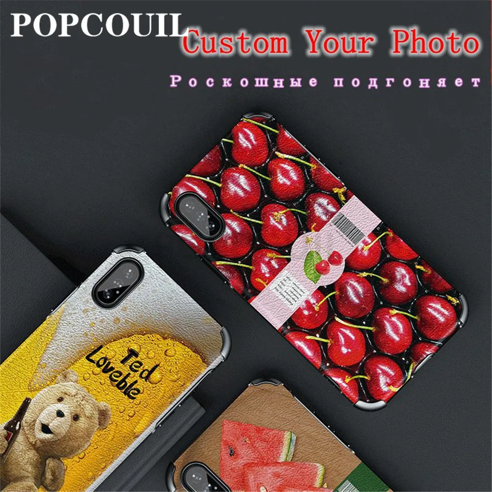 POPCOUIL Custom Luxury Leather Phone Case for IPhone 14 13 7 Plus X 11 Pro XS MAX XR Cover Customized Design Picture Name Photo