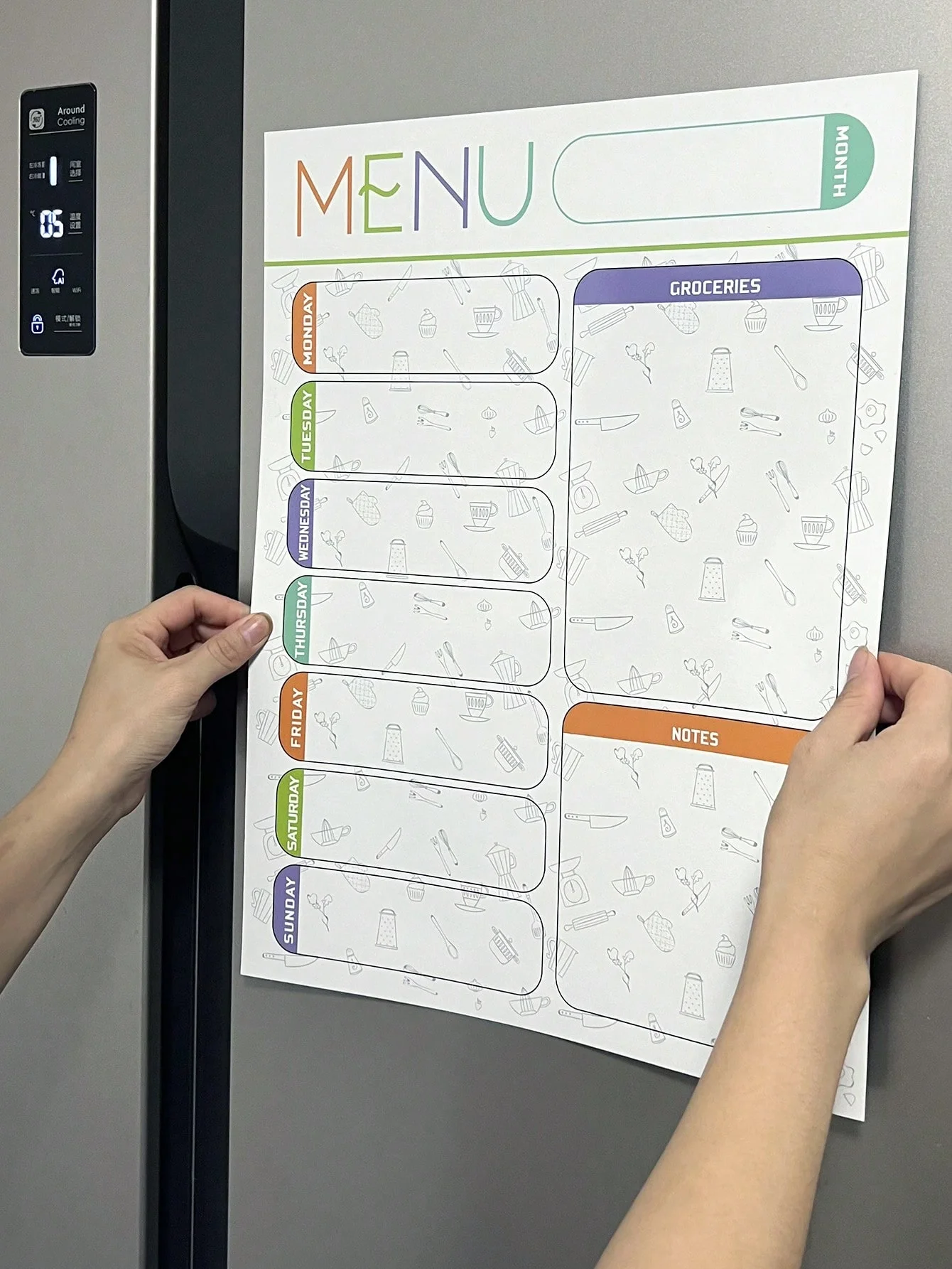 A refrigerator magnet message board with erasable notes, reminder boards, convenience notes, and notes