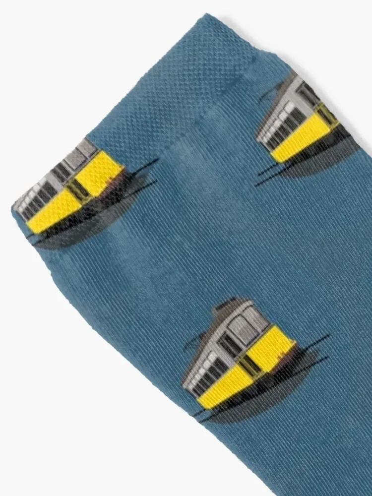 Lisbon tram - Blue Socks loose floral hiphop cotton Socks For Men Women's