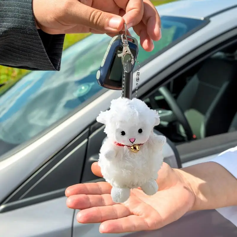 Stuffed Sheep Plush Keychain Key Holder Doll Plush Backpack Purse Pendant Cute Stuffed Toy White Sheep Bag Charm 9Cm/3.5Inch