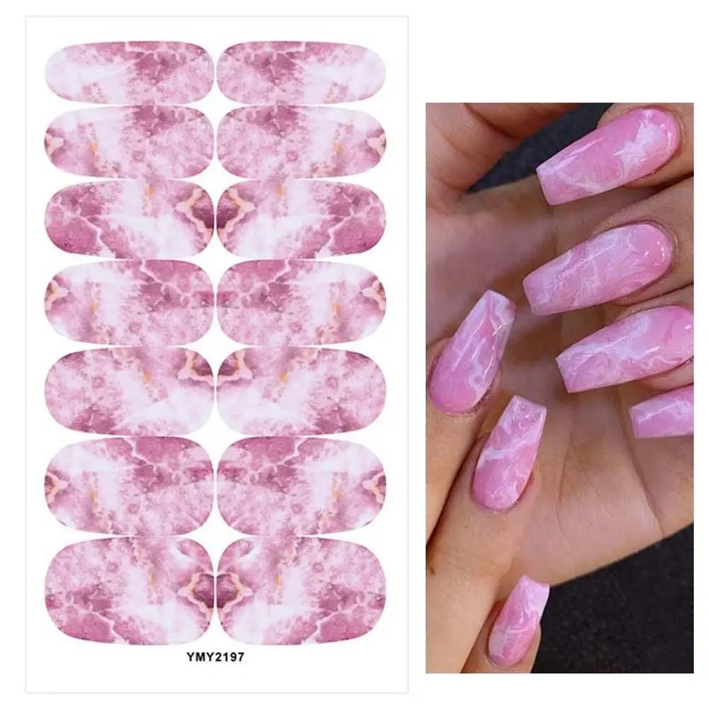 Pegatinas autoadhesivas de mármol para uñas, accesorios de manicura, cobertura completa, Halo Dye