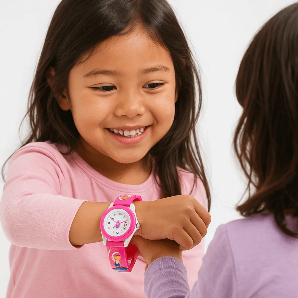 Nova cor doce relógio infantil ajustável ballet menina design relógio de quartzo dos desenhos animados criativo relógio de pulso da menina presente