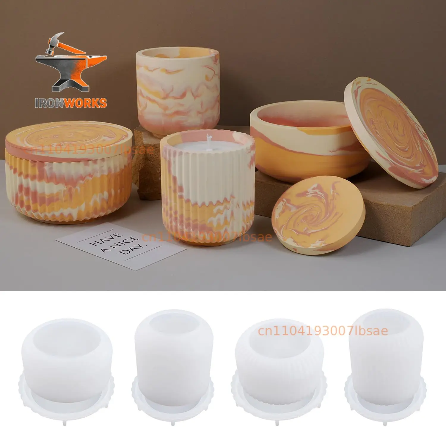 Cup Shape Candle Jar Silicone Mold with Lid, Handmade Storage Bowl Resin Mould, Flower Pot Vase Concrete