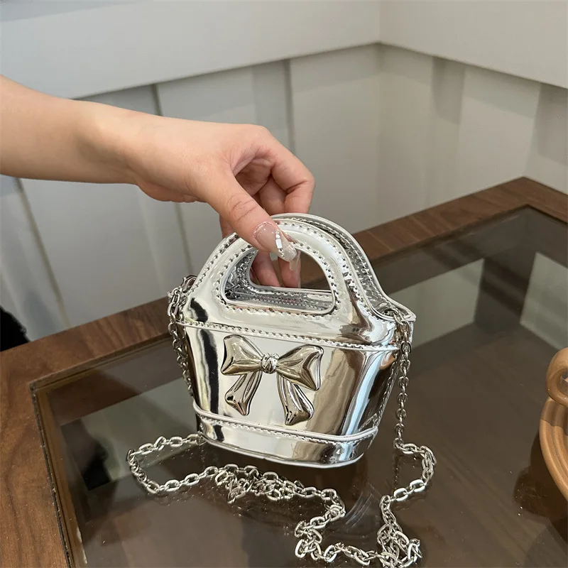 Children Messenger Bag Patent Leather Glossy Laser Chain Crossbody Bag for Women Designer Bags Purse and Handbags Сумка Женская