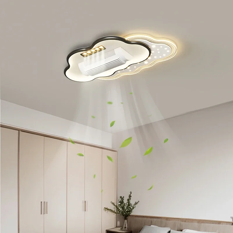 Leaf Less Fan Light Full Spectrum LED Bright Eye Protection Ceiling Lamp Bladesless Fans with Lighting 180 Degree Blowing Silent