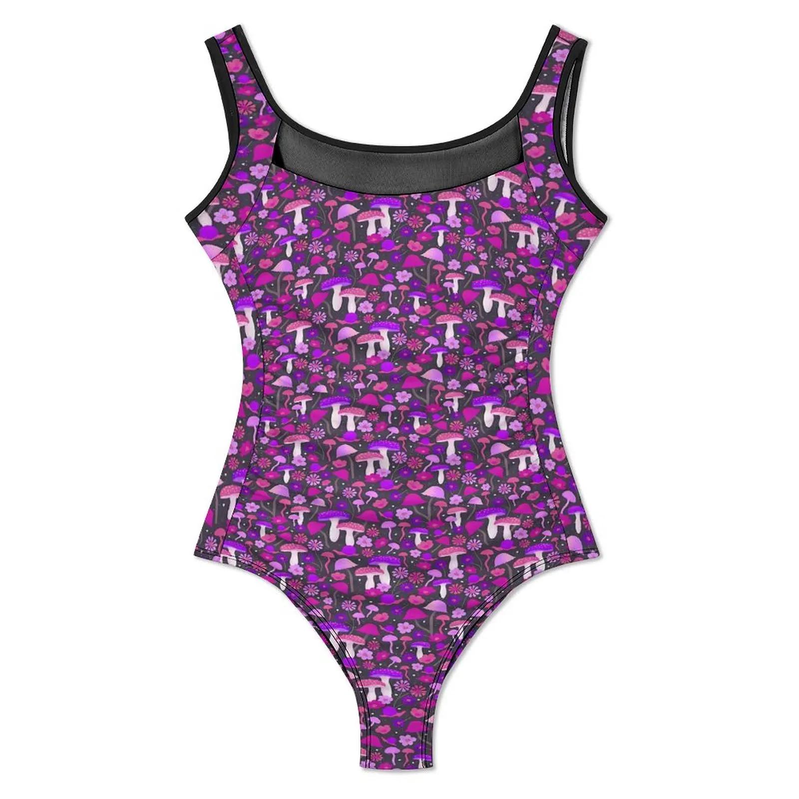 Cute Mushrooms Swimsuit Purple And Pink Push Up Swimwear One-Piece Surfing Monokini Swimsuits Sexy Graphic Beach Outfits