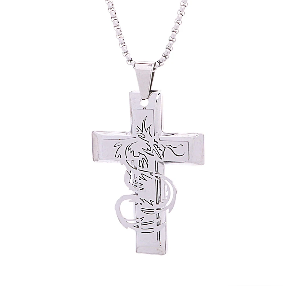 

Stainless Steel Cross Pendant Necklace Fashion Clavicle Dragon Design Suitable Daily Wear Parties Gifts
