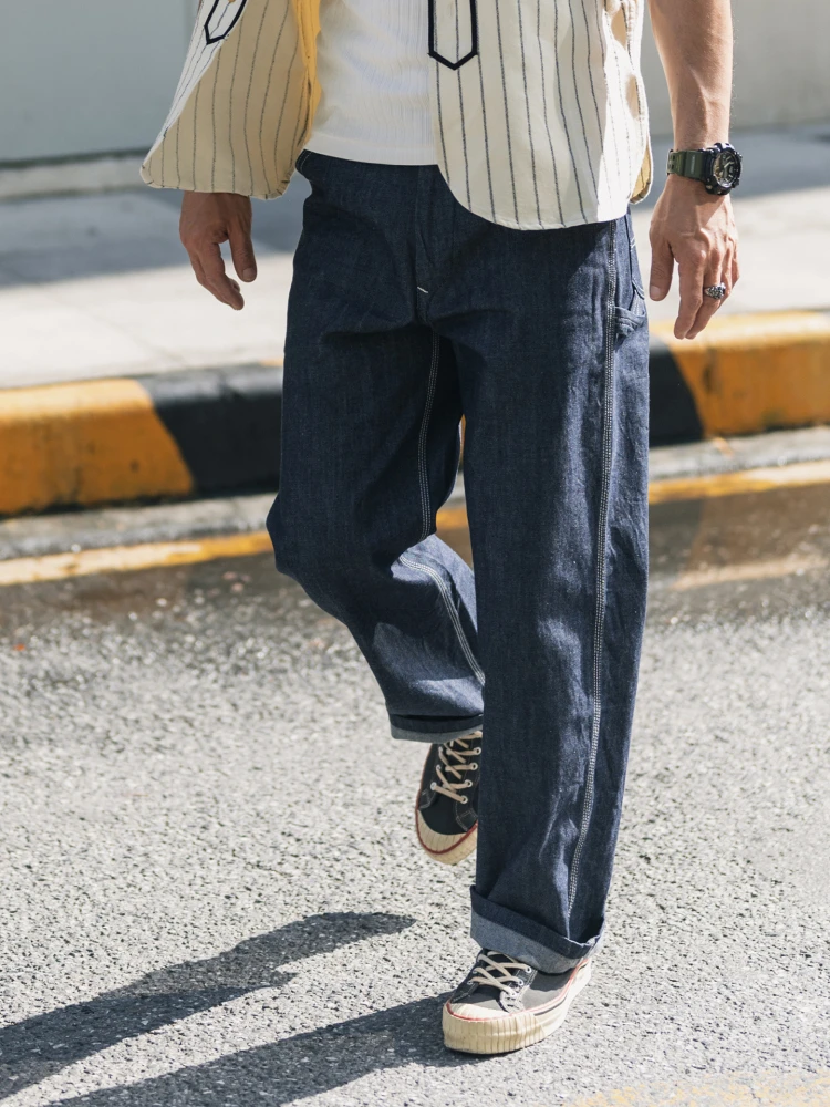 

Non Sto High Waist Straight Leg Wide Leg Painter's Jeans Loose Fit Workwear Trousers for Youth All Seasons Denim Jeans