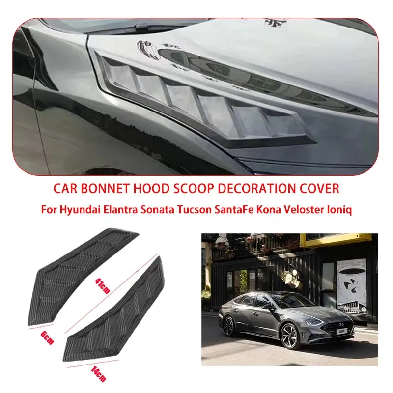 2 Pcs Gloss Black For Hyundai Hood Vents Bonnet Cover Rubber Front Bonnet Vent car decorations