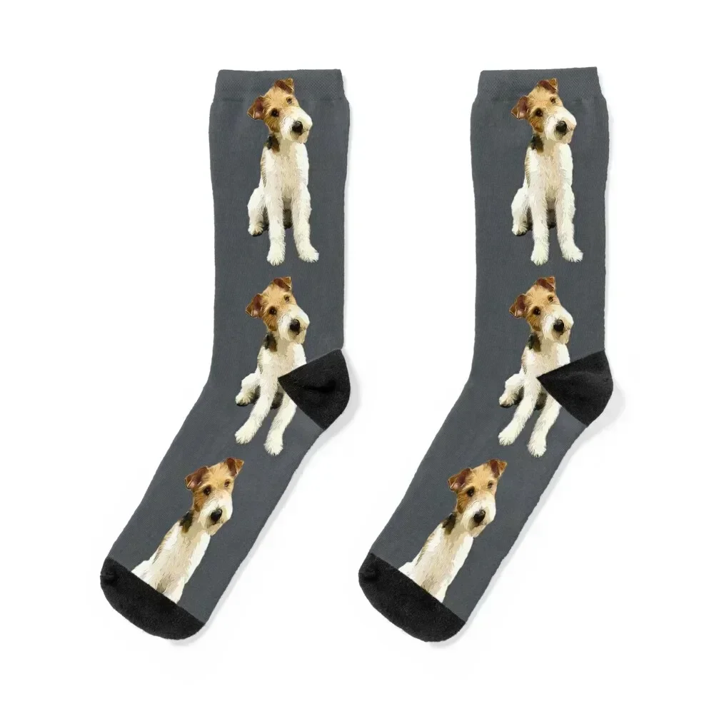 

Wire Fox Terrier Head Tilt Socks christmass gift man essential Socks Men Women's