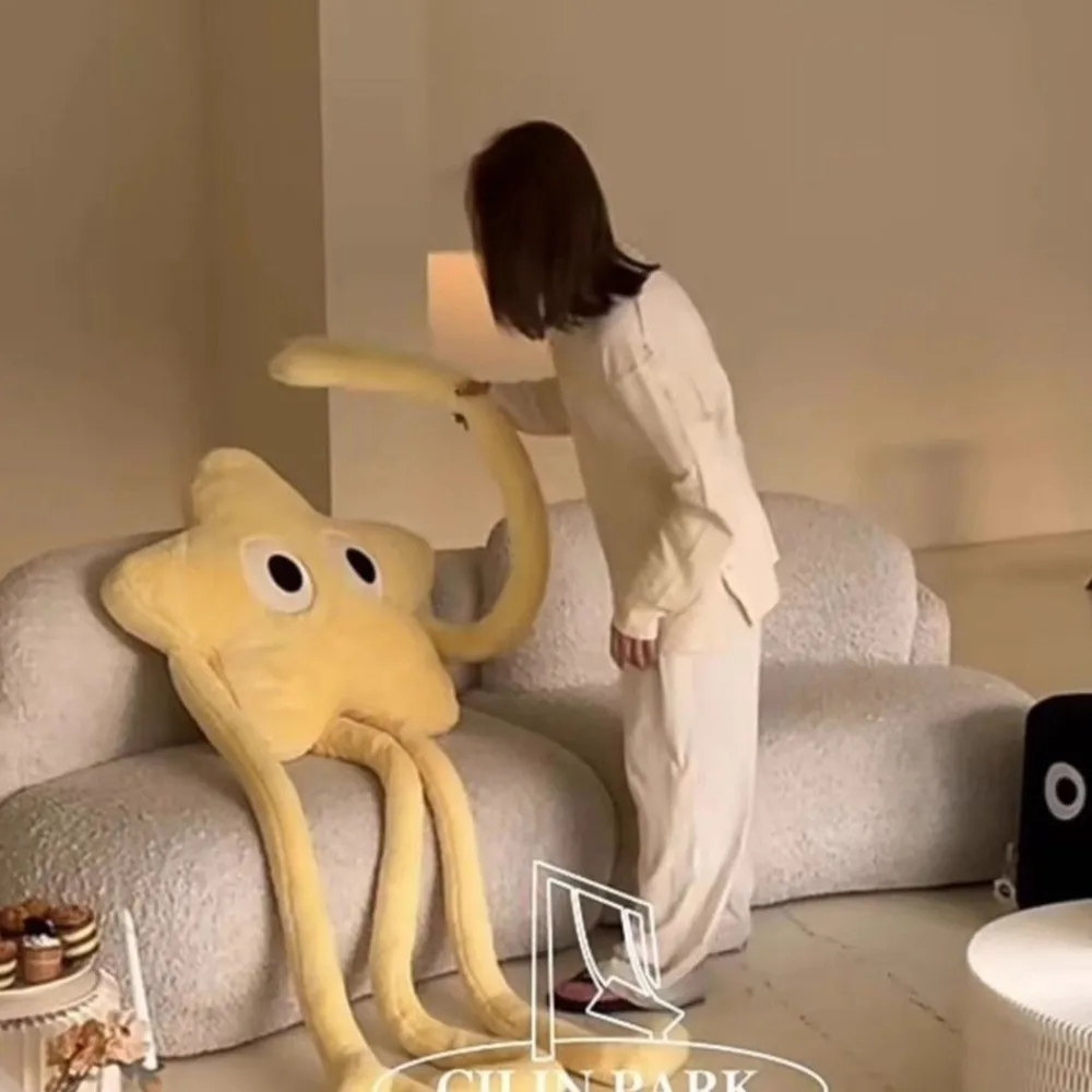 Cute 110cm Star Plush Pillow Plush Soft Stuffed Cushion Big Eyes Star Doll Gift