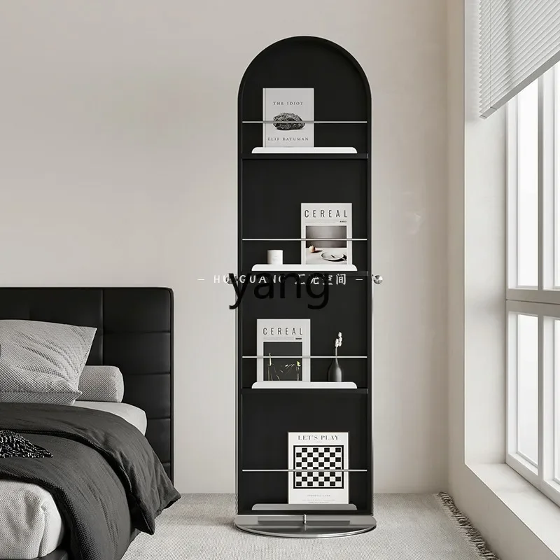 Lmm retro style floor-to-ceiling pine bookshelf magazine storage rack rotating full body mirror
