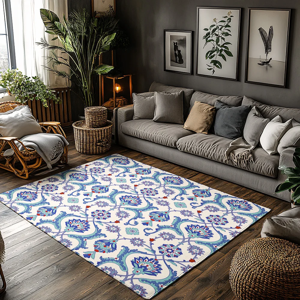 Vintage Persian Carpet Area Rug Ottoman Turkish Floral Pattern Home Decor Living Room Floor Mat Non-Slip Washable Runner