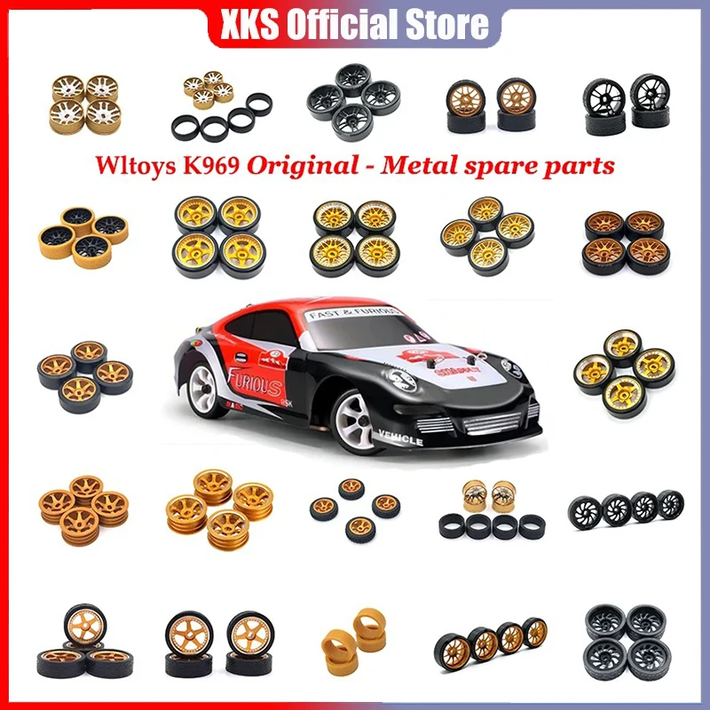 

4Pcs Metal Beadlock Wheel Hub Wheel Rim and Rubber Tire for Wltoys 284131 K969 K979 K989 P929 1/28 RC Car Upgrade Parts Esc