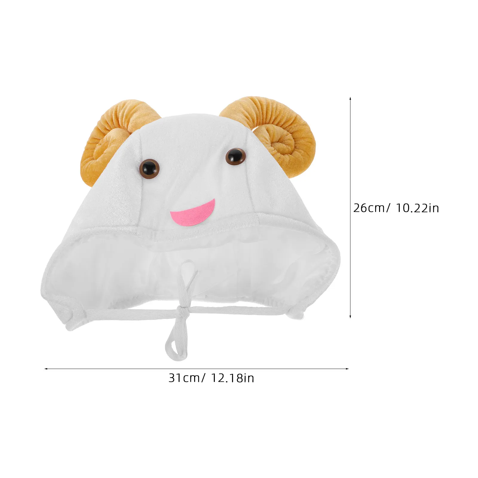 Gorro de Cordeiro Fofo com Orelhas de Animal, Touca de Inverno de Lã Macia, Acessório de Fantasia de Ovelha Adulto para Carnaval, Festa e Adereços de Cabine de Fotos