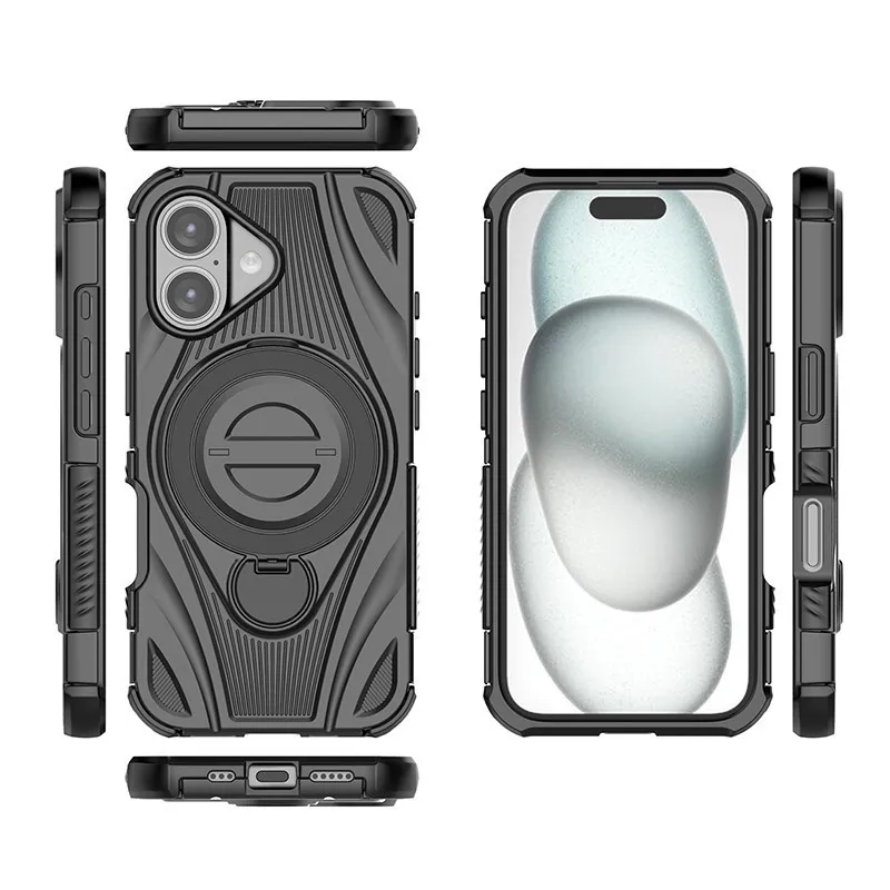 

Back 360° Rotating Bracket Phone Case for iPhone Air 17 16 15 14 Plus 13 Pro Max with Magnetic Charging