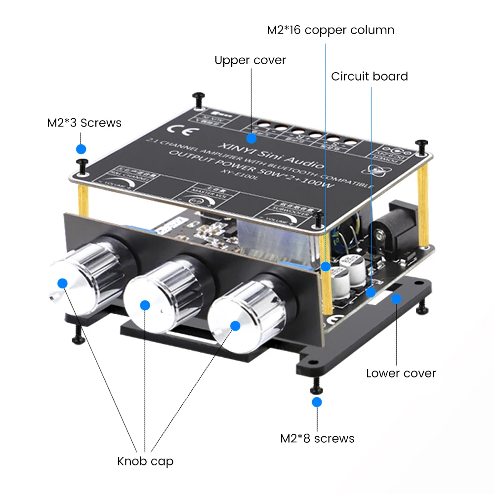 AIYIMA Subwoofer Bluetooth Amplifier Audio Board 2.1 Channel Digital Power Amplifier Speaker Sound Amplificador Amp 50WX2+100W