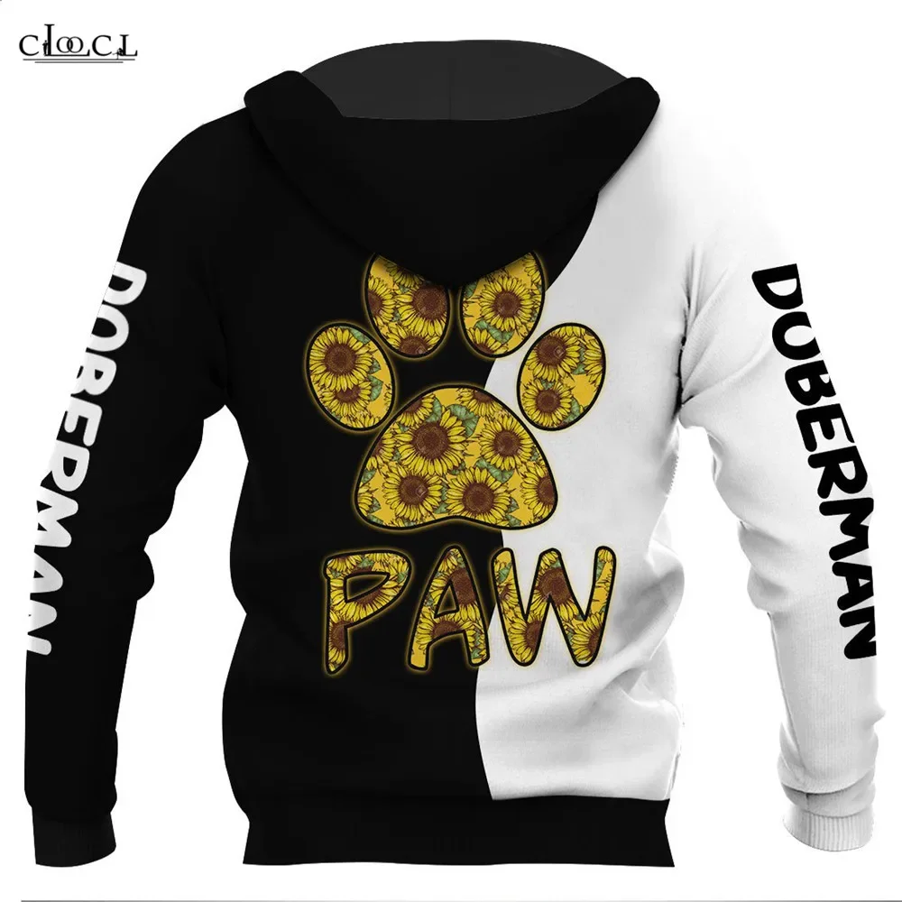 HX Dobermann مطبوعة الرجال هوديس 5 أنواع الحيوانات الأليفة الرجال الملابس عباد الشمس رسالة مطبوعة مقنعين للجنسين الشارع الشهير