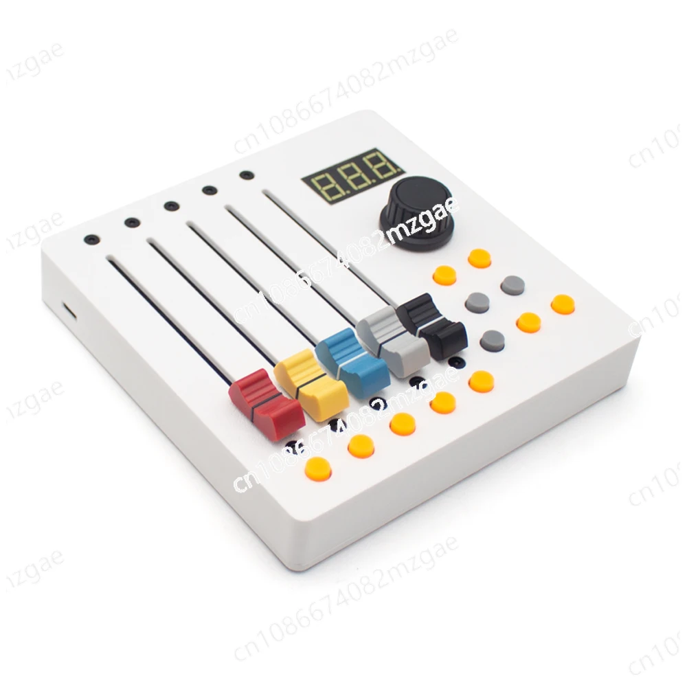 Type-C 5-Channel Long Fader MIDI Controller with Transport Module for Live Streaming